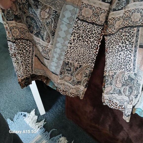 Cato Long, multi print, open front, sleeveless cardigan XL - Picture 3 of 6